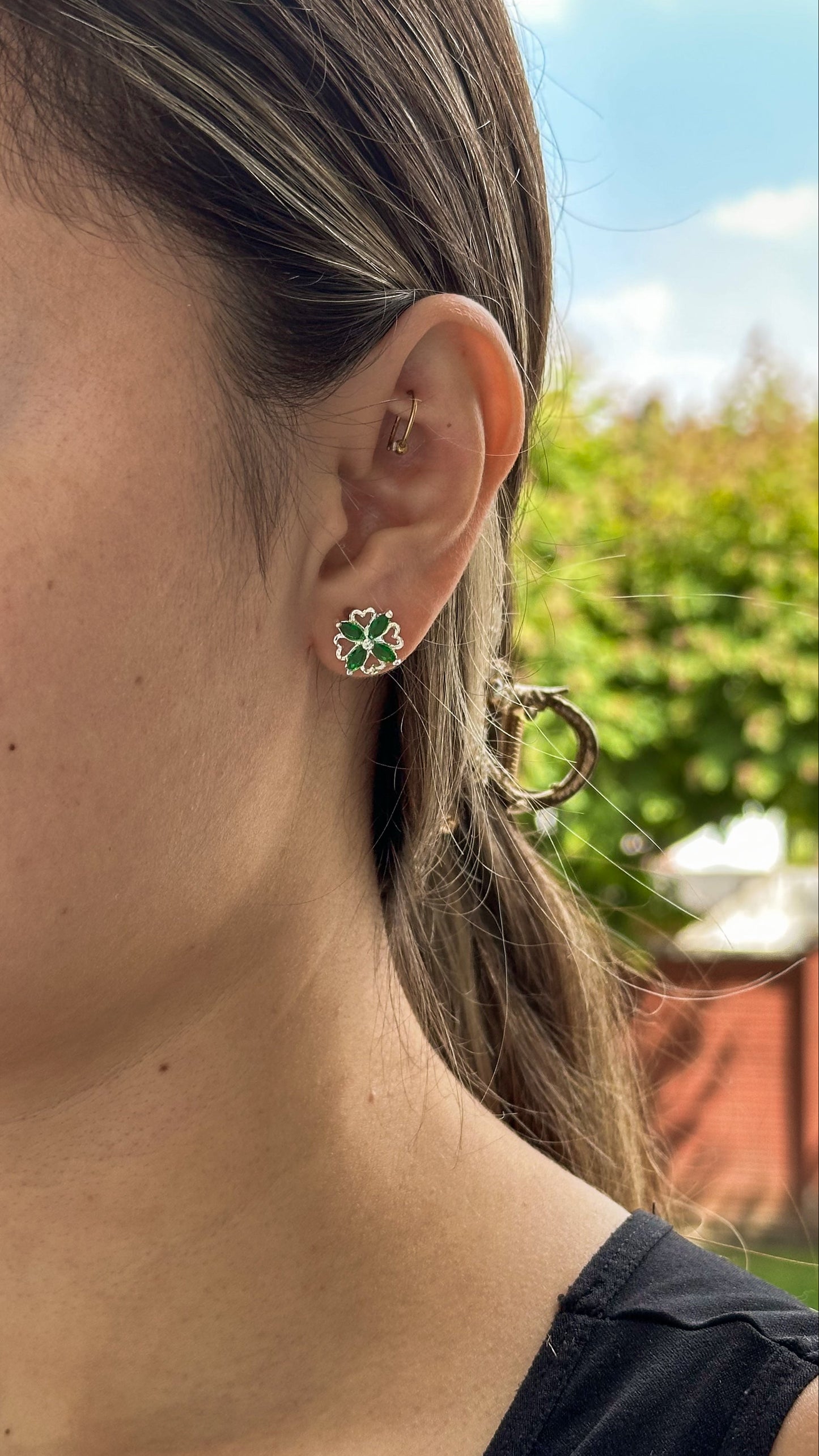 Aretes Trébol Verde
